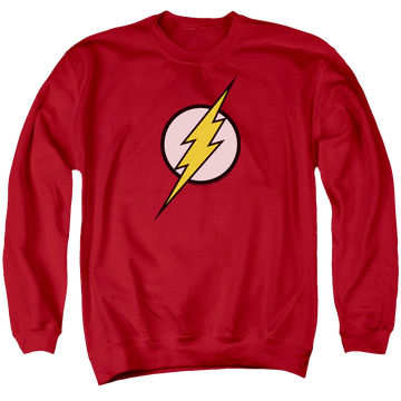 Red men's crewneck sweatshirt with Flash Logo graphic
