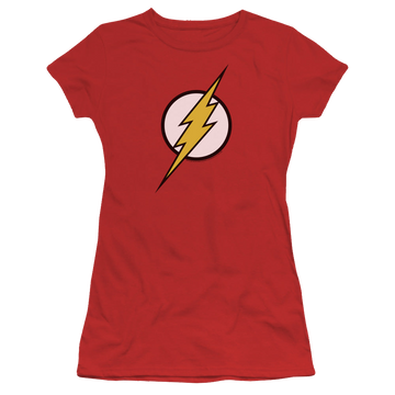Red juniors t-shirt with Flash Logo graphic