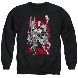 Justice League Jla Explosion Men's Crewneck Sweatshirt Men's Crewneck Sweatshirt Justice League   