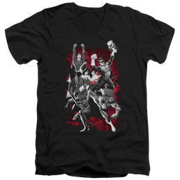 Justice League Jla Explosion Men's V-Neck T-Shirt Men's V-Neck T-Shirt Justice League   