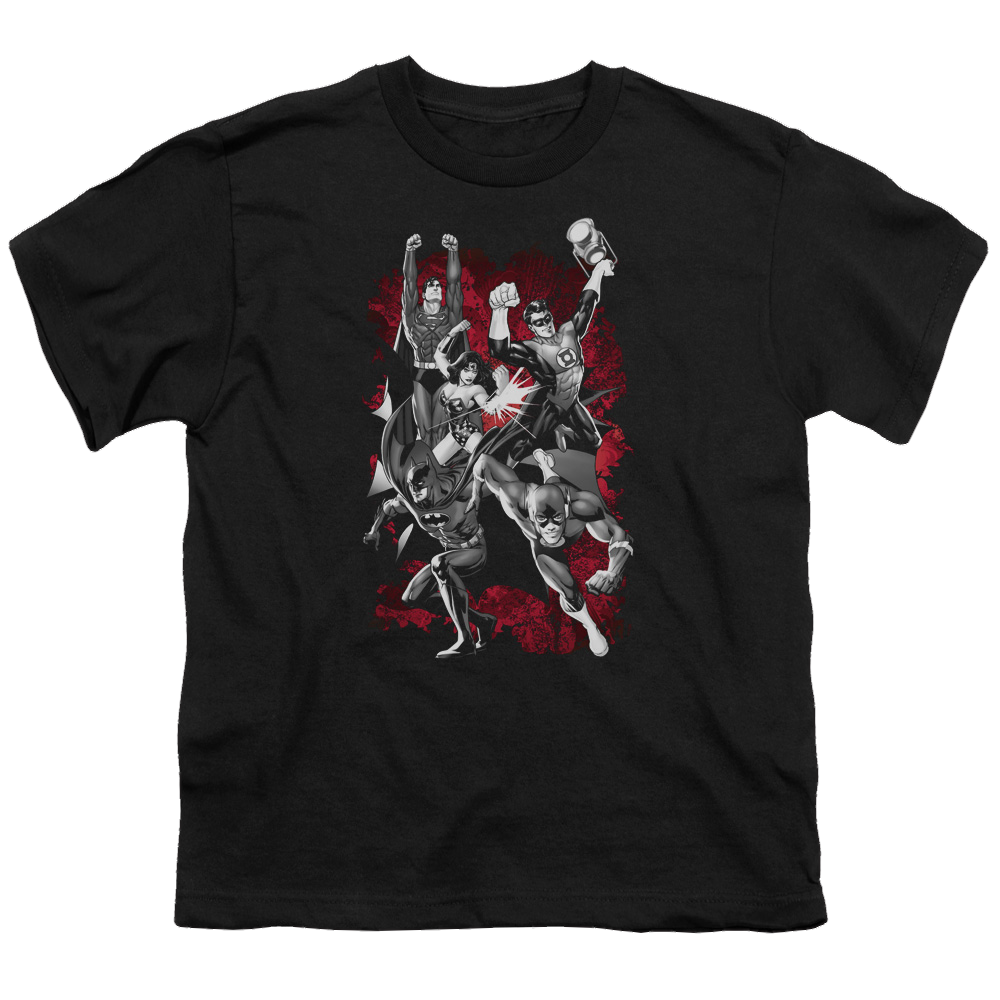 Justice League Jla Explosion - Youth T-Shirt Youth T-Shirt (Ages 8-12) Justice League   