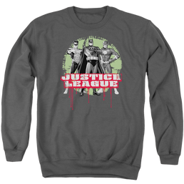 Justice League Jla Trio Men's Crewneck Sweatshirt Men's Crewneck Sweatshirt Justice League   