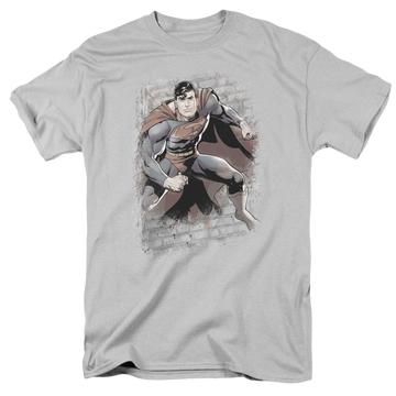 Silver men's regular fit t-shirt with Superman Bricks graphic