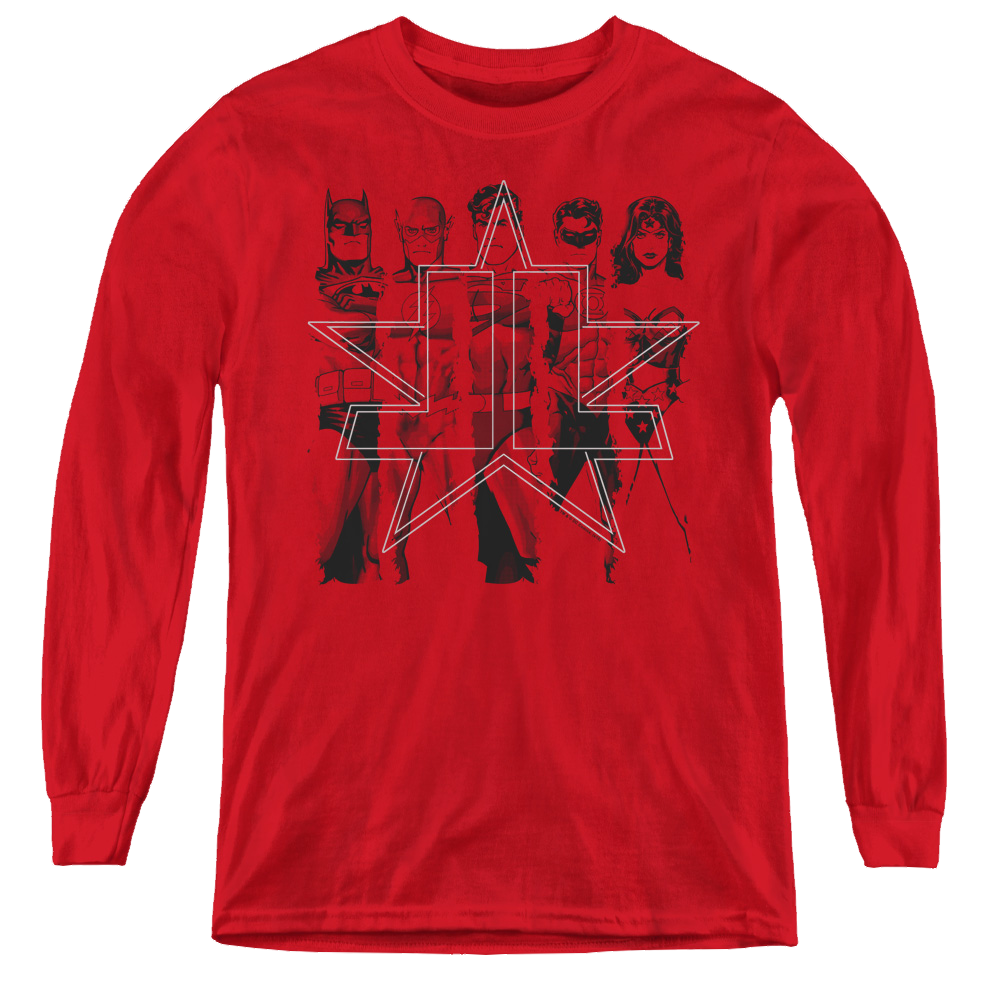 Justice League Five Stars - Youth Long Sleeve T-Shirt Youth Long Sleeve T-Shirt Justice League   