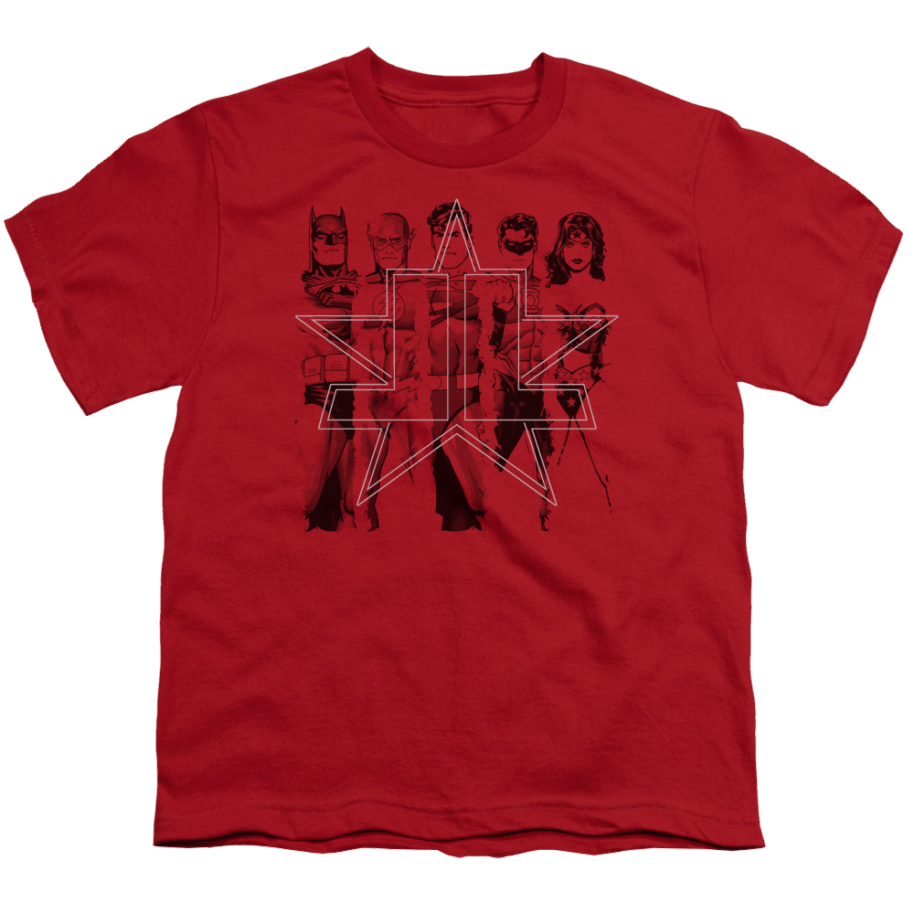 Justice League Five Stars - Youth T-Shirt Youth T-Shirt (Ages 8-12) Justice League   