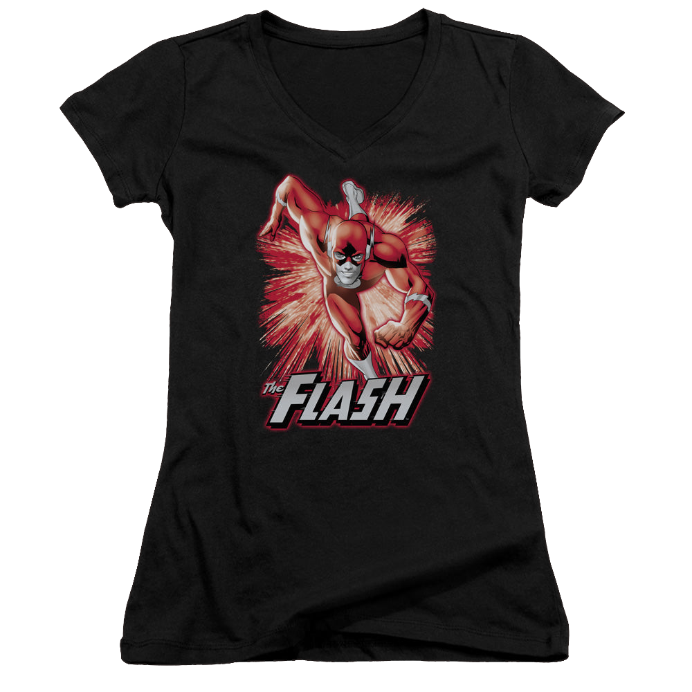 Flash, The Flash Red & Gray - Juniors V-Neck T-Shirt Juniors V-Neck T-Shirt The Flash   