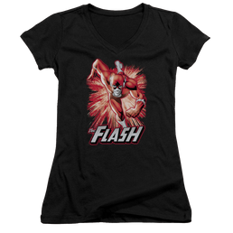 Flash, The Flash Red & Gray - Juniors V-Neck T-Shirt Juniors V-Neck T-Shirt The Flash   