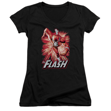 Flash, The Flash Red & Gray - Juniors V-Neck T-Shirt Juniors V-Neck T-Shirt The Flash   