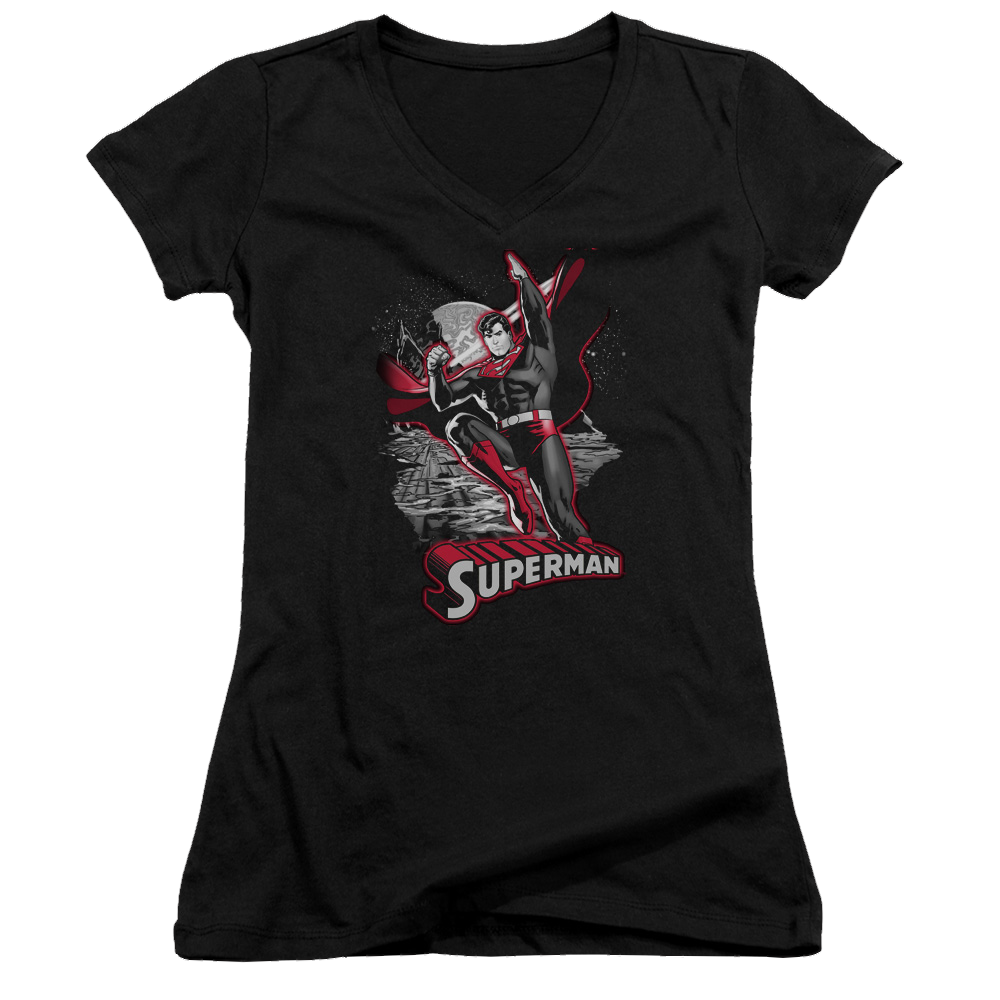Justice League Superman Red & Gray Juniors V-Neck T-Shirt Juniors V-Neck T-Shirt Superman   