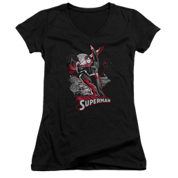 Justice League Superman Red & Gray Juniors V-Neck T-Shirt Juniors V-Neck T-Shirt Superman   