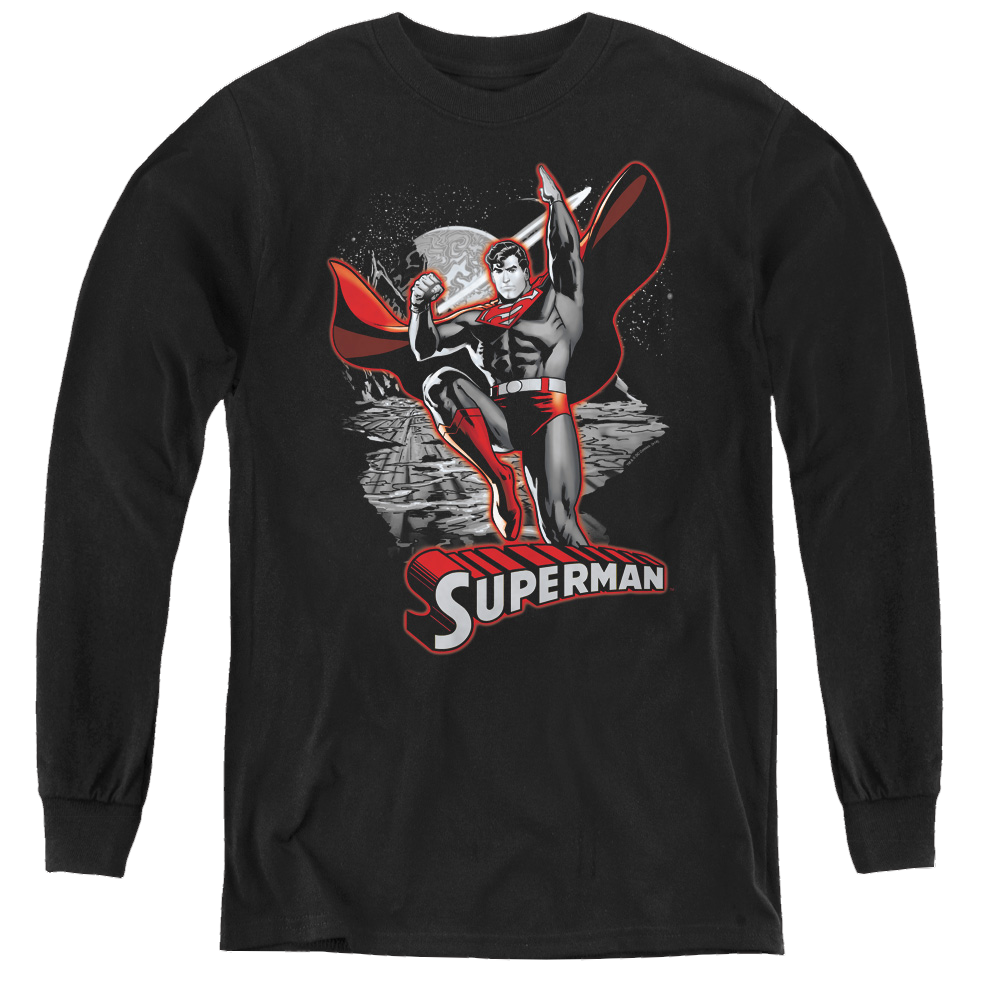 Superman Superman Red & Gray - Youth Long Sleeve T-Shirt Youth Long Sleeve T-Shirt Superman   