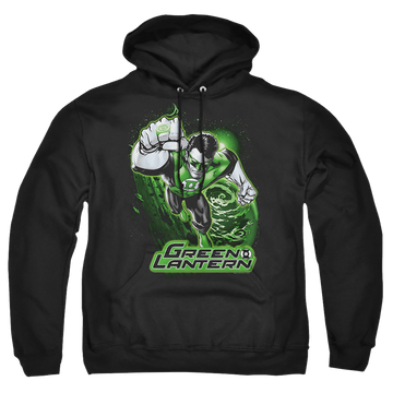 Black pullover hoodie with Green Lantern Green & Gray graphic