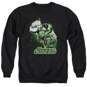 Black men's crewneck sweatshirt with Green Lantern Green & Gray graphic