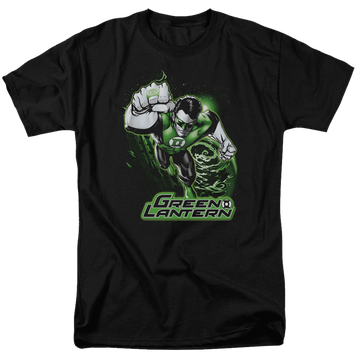 Black men's regular fit t-shirt with Green Lantern Green & Gray graphic