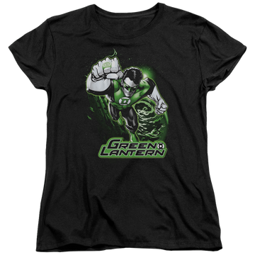 Black women's t-shirt with Green Lantern Green & Gray graphic