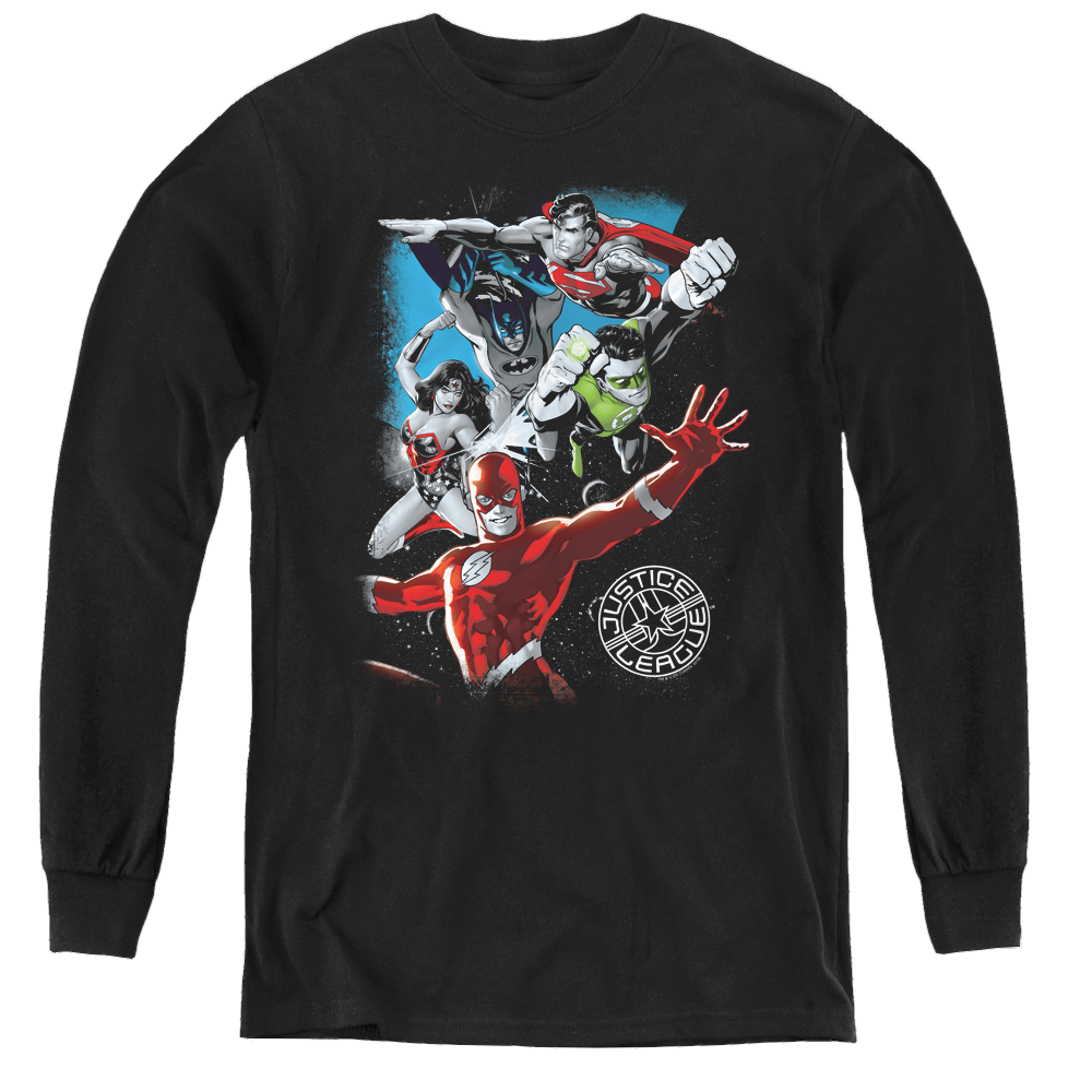 Justice League Galactic Attack - Youth Long Sleeve T-Shirt Youth Long Sleeve T-Shirt Justice League   