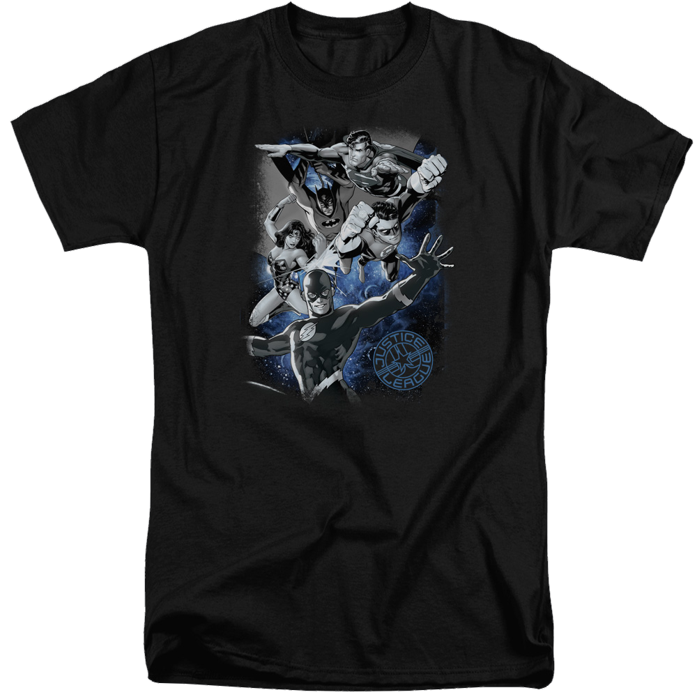 Justice League Galactic Attack Nebula Men's Tall Fit T-Shirt Men's Tall Fit T-Shirt Justice League   