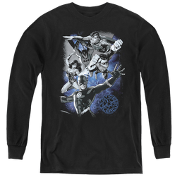 Justice League Galactic Attack Nebula - Youth Long Sleeve T-Shirt Youth Long Sleeve T-Shirt Justice League   