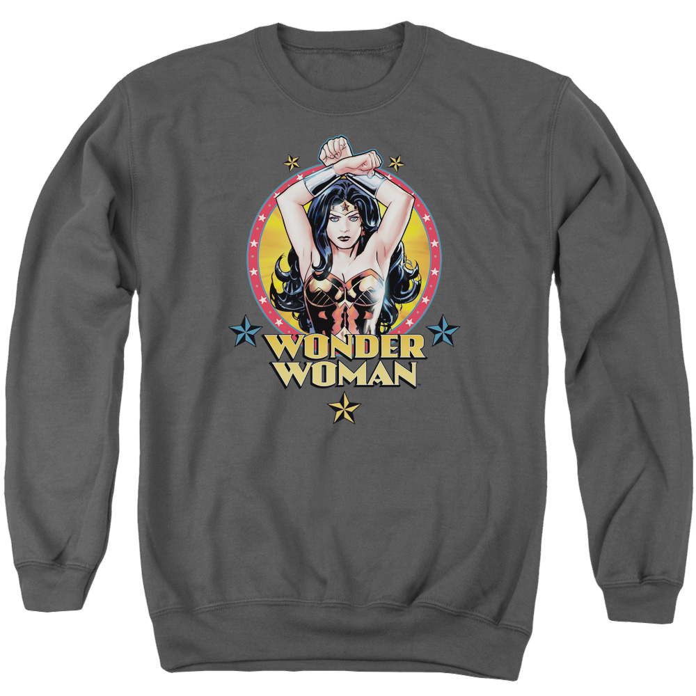 Justice League Powerful Woman Men's Crewneck Sweatshirt Men's Crewneck Sweatshirt Wonder Woman   