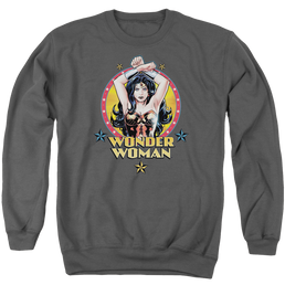 Justice League Powerful Woman Men's Crewneck Sweatshirt Men's Crewneck Sweatshirt Wonder Woman   
