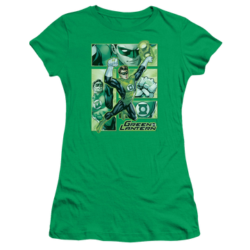 Kelly green juniors t-shirt with Green Lantern Panels graphic