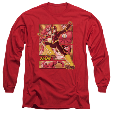 Red men's long sleeve t-shirt with Flash graphic