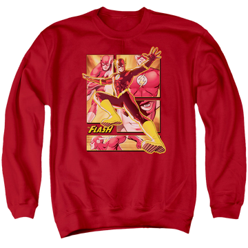 Red men's crewneck sweatshirt with Flash graphic