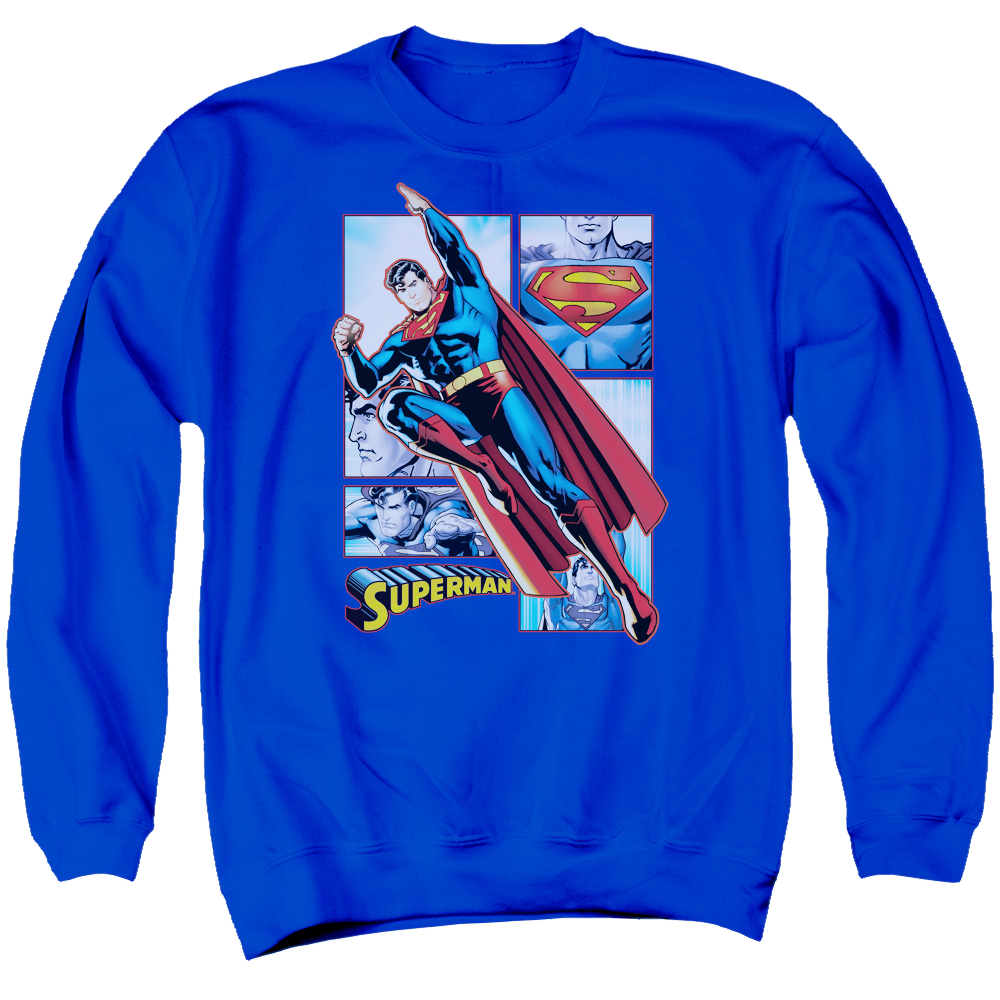Justice League Superman Panels Men's Crewneck Sweatshirt Men's Crewneck Sweatshirt Superman   