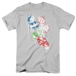Justice League Splatter Icons - Men's Regular Fit T-Shirt Men's Regular Fit T-Shirt Justice League   