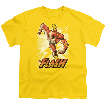 Yellow youth t-shirt for ages 8 to 12 with Flash Yellow graphic