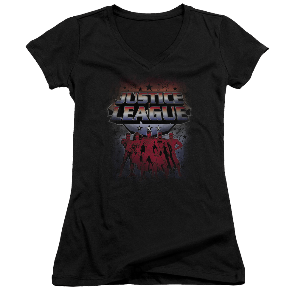 Justice League Star League Juniors V-Neck T-Shirt Juniors V-Neck T-Shirt Justice League   
