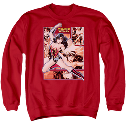 Justice League Wonder Woman Panels Men's Crewneck Sweatshirt Men's Crewneck Sweatshirt Wonder Woman   