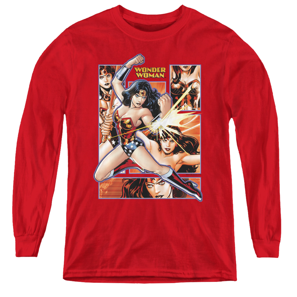 Wonder Woman Wonder Woman Panels - Youth Long Sleeve T-Shirt Youth Long Sleeve T-Shirt Wonder Woman   