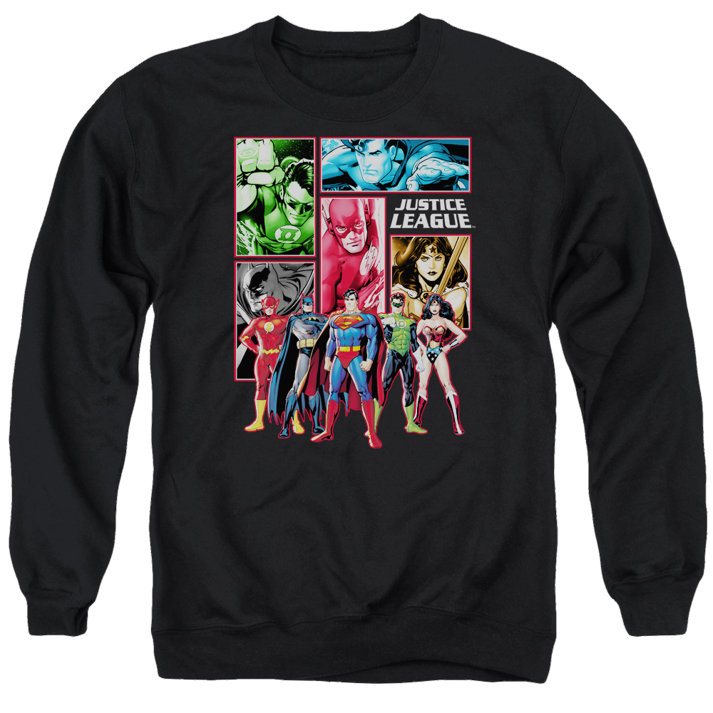 Justice League Justice League Panels Men's Crewneck Sweatshirt Men's Crewneck Sweatshirt Justice League   