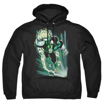 Black pullover hoodie with Green Lantern Emerald Energy graphic