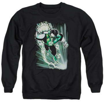 Black men's crewneck sweatshirt with Green Lantern Emerald Energy graphic