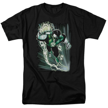 Black men's regular fit t-shirt with Green Lantern Emerald Energy graphic