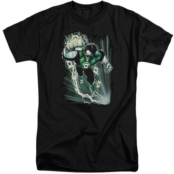 Black men's tall fit t-shirt with Green Lantern Emerald Energy graphic