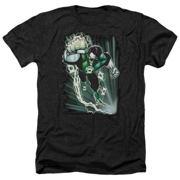 Charcoal men's heather t-shirt with Green Lantern Emerald Energy graphic