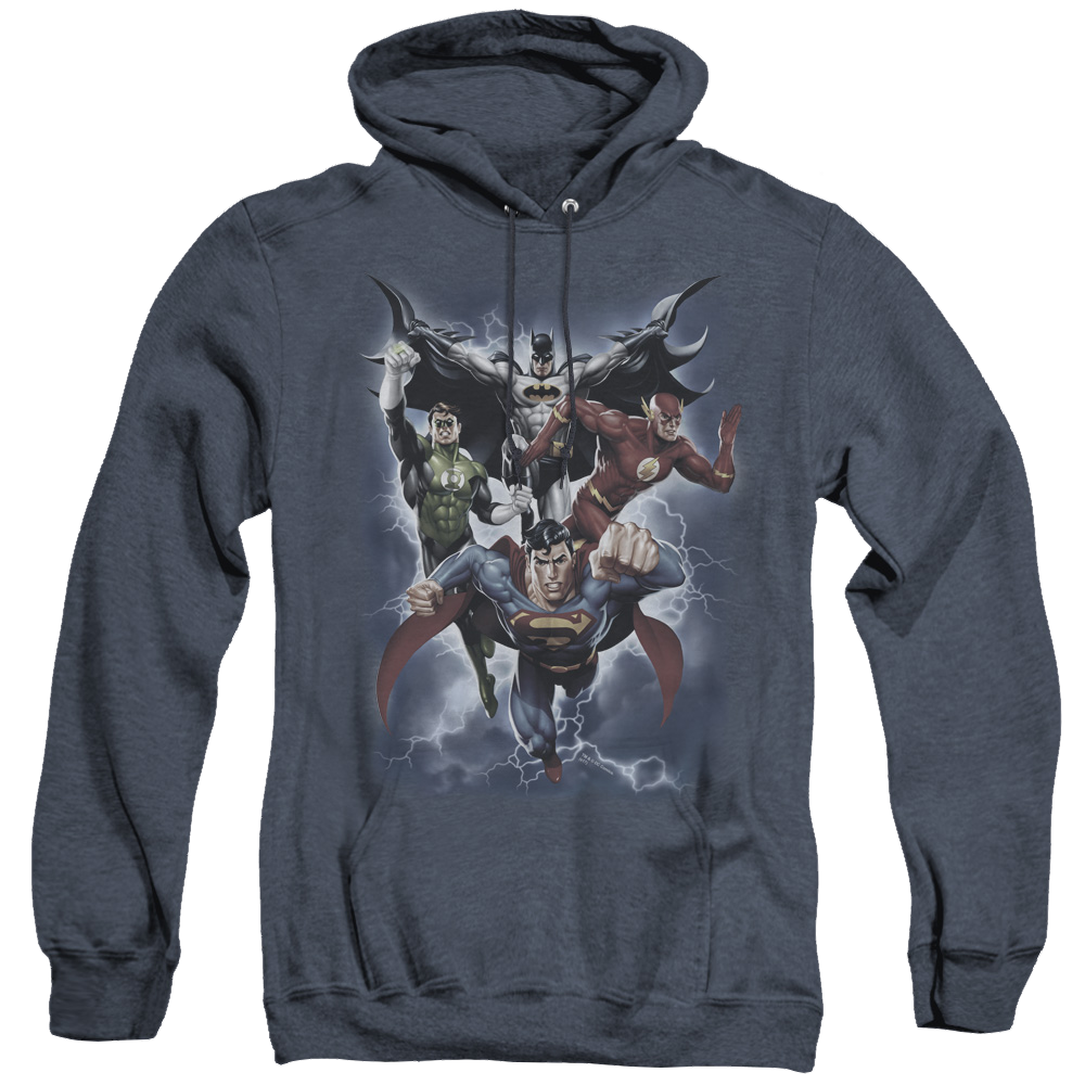 Justice League The Coming Storm - Heather Pullover Hoodie Heather Pullover Hoodie Justice League   