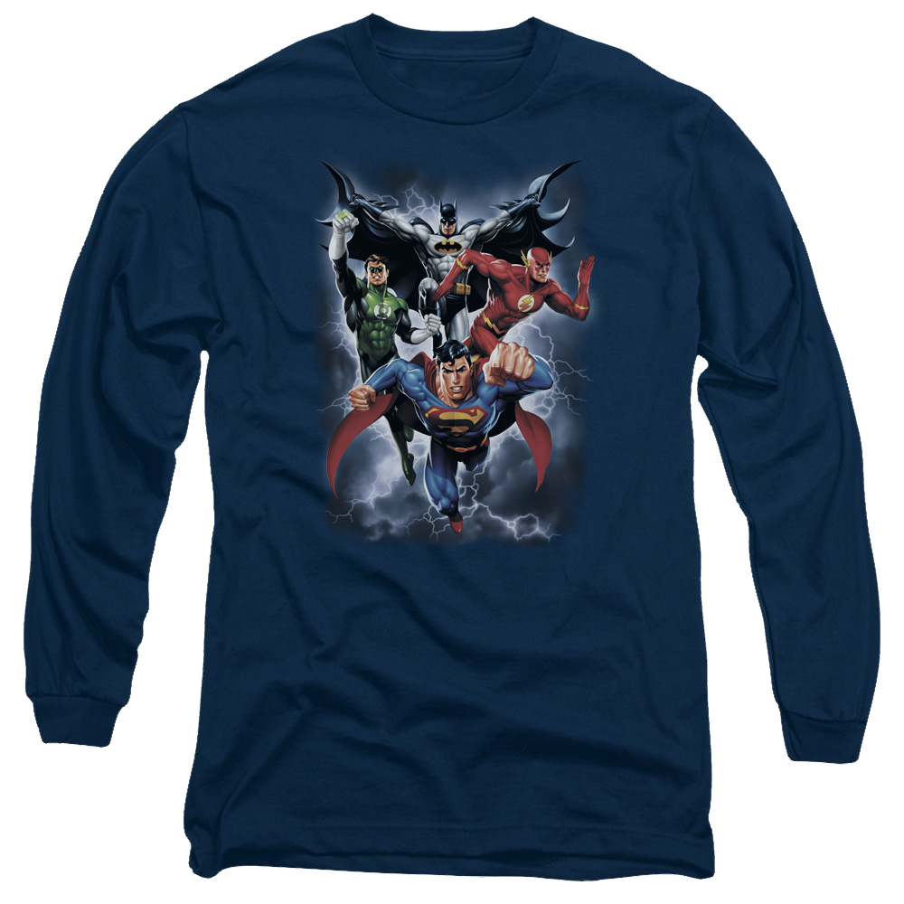 Justice League The Coming Storm Men's Long Sleeve T-Shirt Men's Long Sleeve T-Shirt Justice League   
