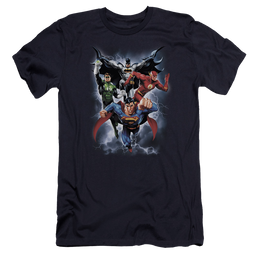 Justice League The Coming Storm Men's Premium Slim Fit T-Shirt Men's Premium Slim Fit T-Shirt Justice League   