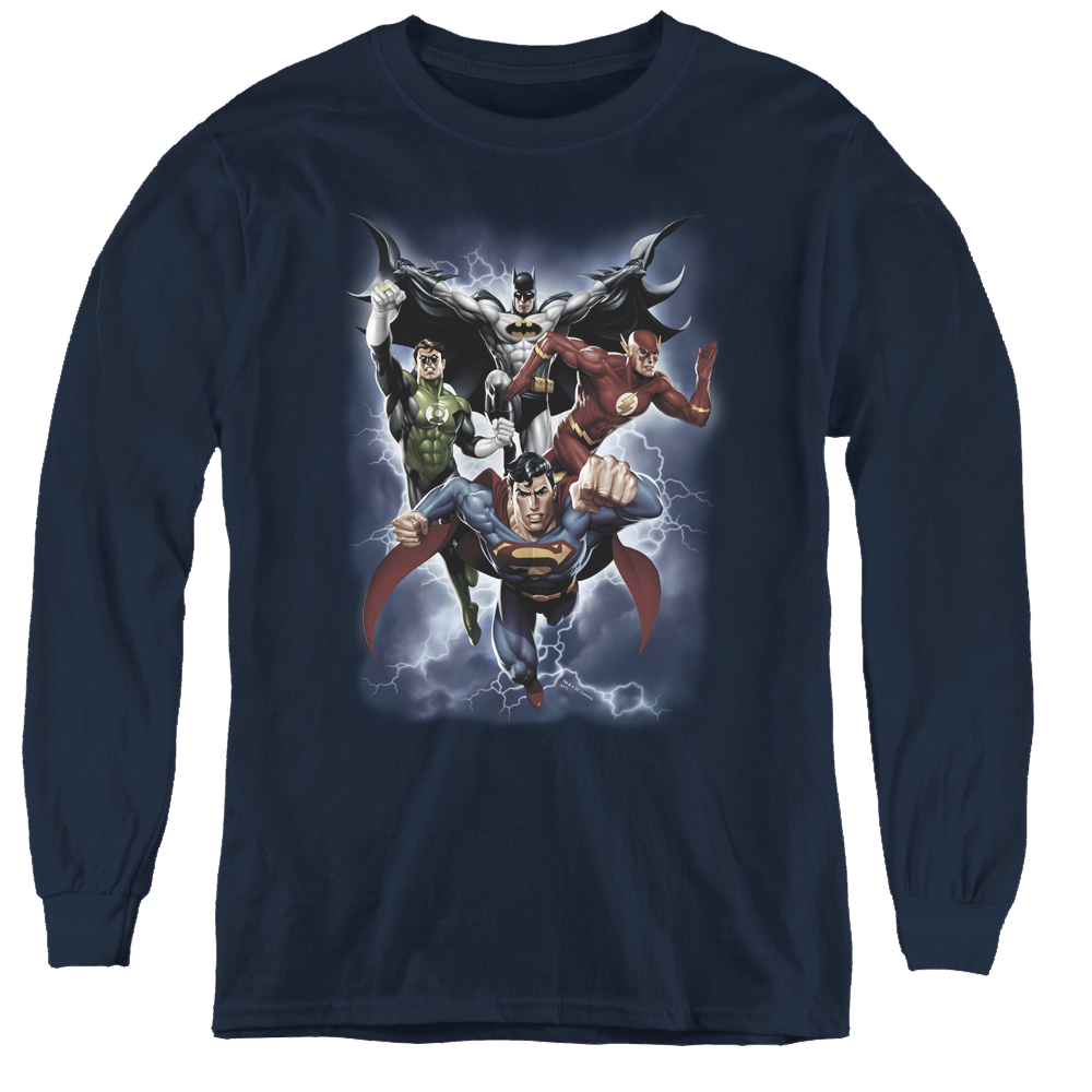 Justice League The Coming Storm - Youth Long Sleeve T-Shirt Youth Long Sleeve T-Shirt Justice League   