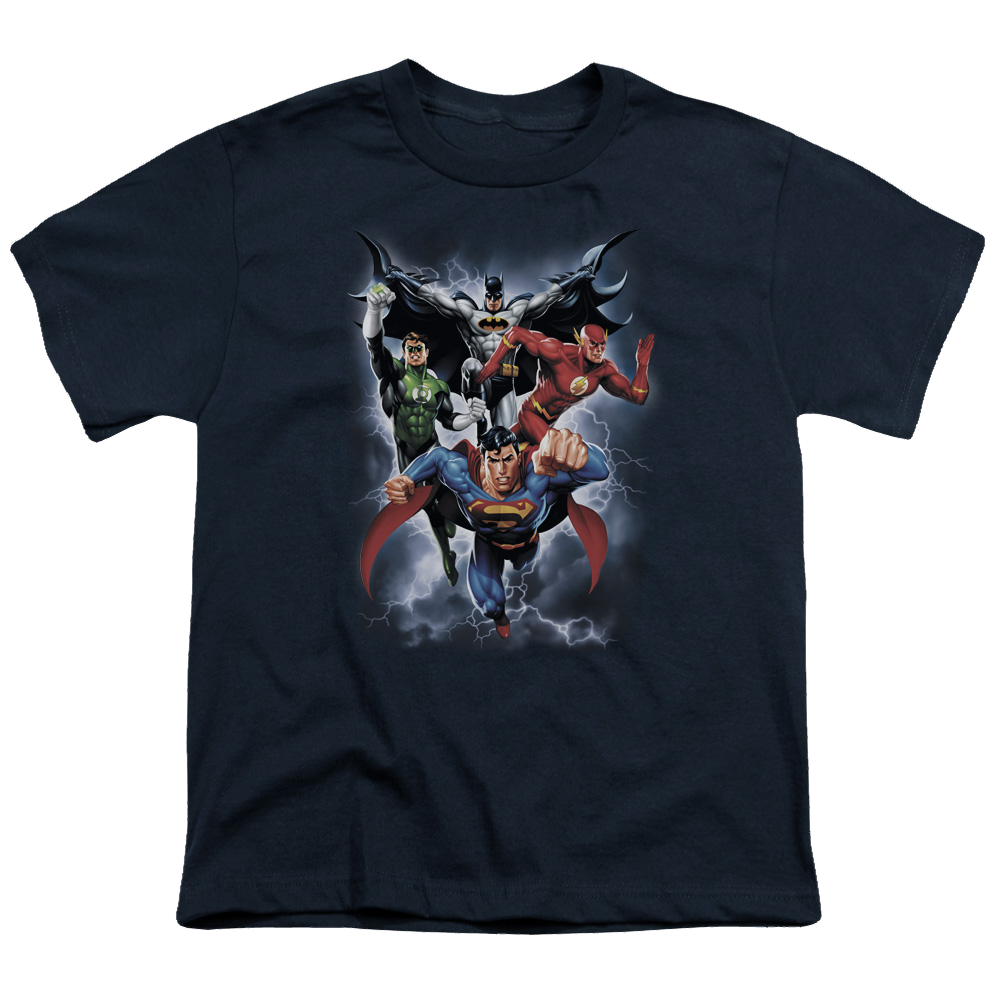Justice League The Coming Storm - Youth T-Shirt Youth T-Shirt (Ages 8-12) Justice League   