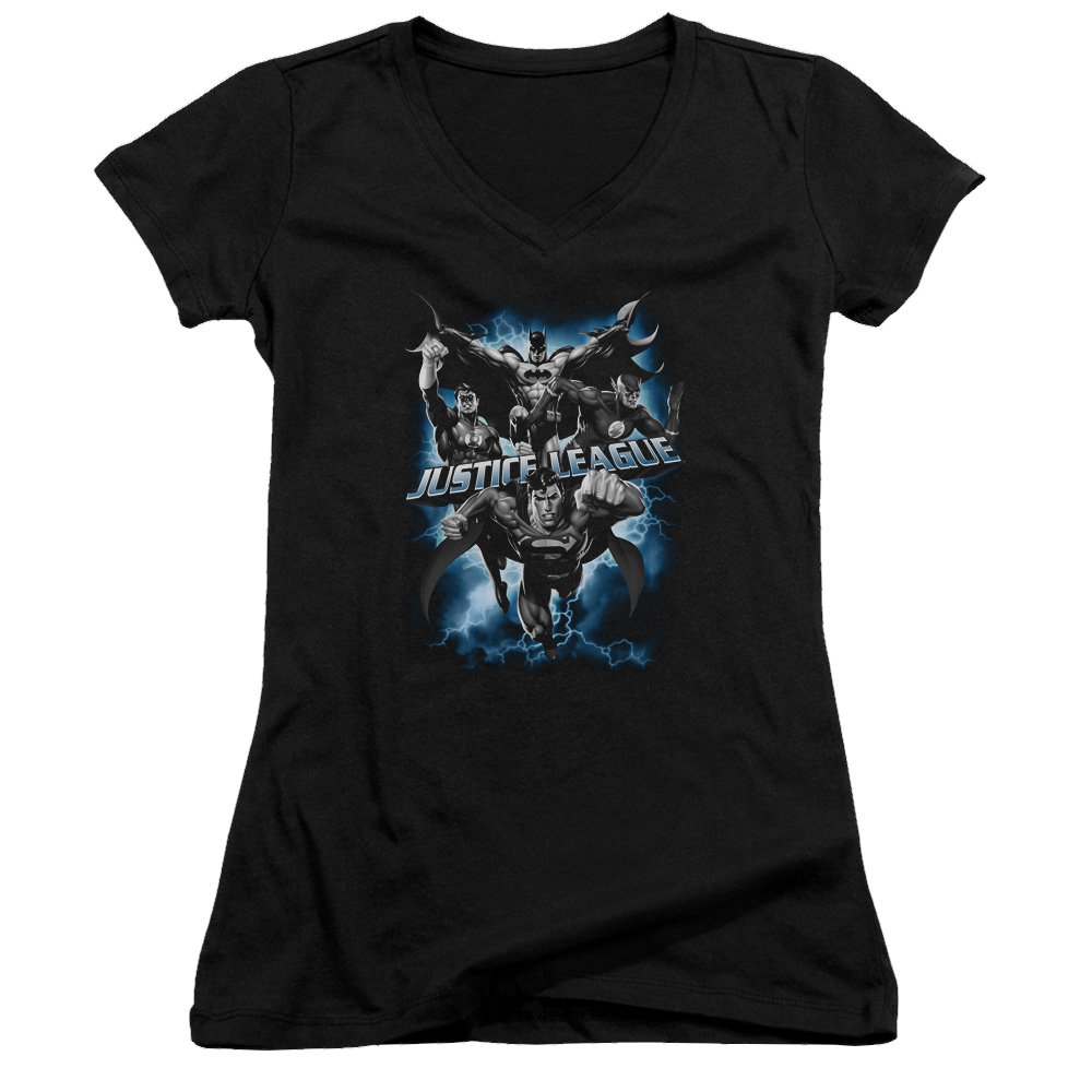Justice League Justice Storm Juniors V-Neck T-Shirt Juniors V-Neck T-Shirt Justice League   