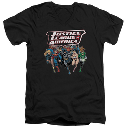 Justice League Charging Justice Men's V-Neck T-Shirt Men's V-Neck T-Shirt Justice League   