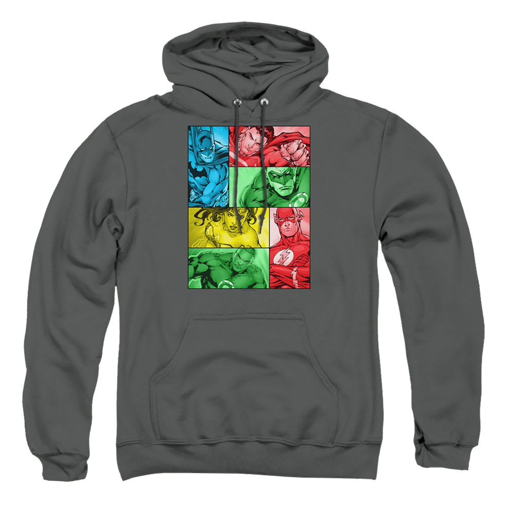Justice League Hero Boxes Pullover Hoodie Pullover Hoodie Justice League   