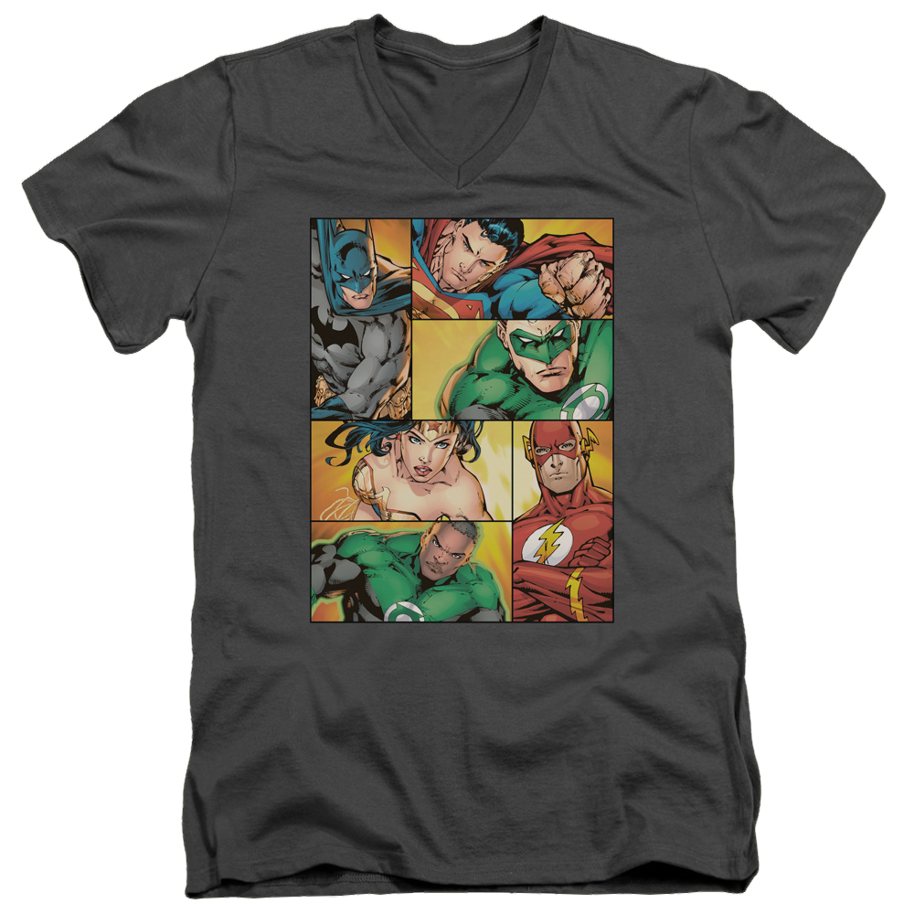 Justice League Hero Boxes Men's V-Neck T-Shirt Men's V-Neck T-Shirt Justice League   