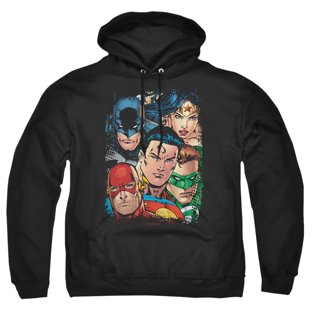 Justice League Up Close And Personal Pullover Hoodie Pullover Hoodie Justice League   