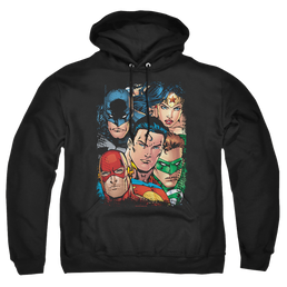 Justice League Up Close And Personal Pullover Hoodie Pullover Hoodie Justice League   